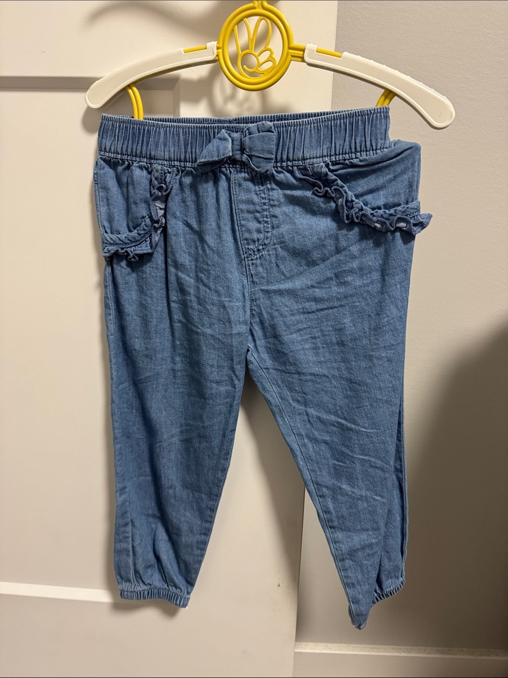 George Light Blue Chambray Jogger Pants with Ruffle Pockets